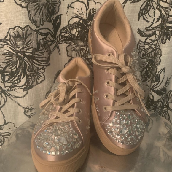 Aldo Pink Rhinestone Platform Sneakers Flats dressy sneakers - Picture 3 of 4